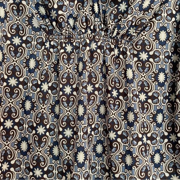 Sophie Max Blue, Brown and White Patterned Blouse - Picture 3 of 8